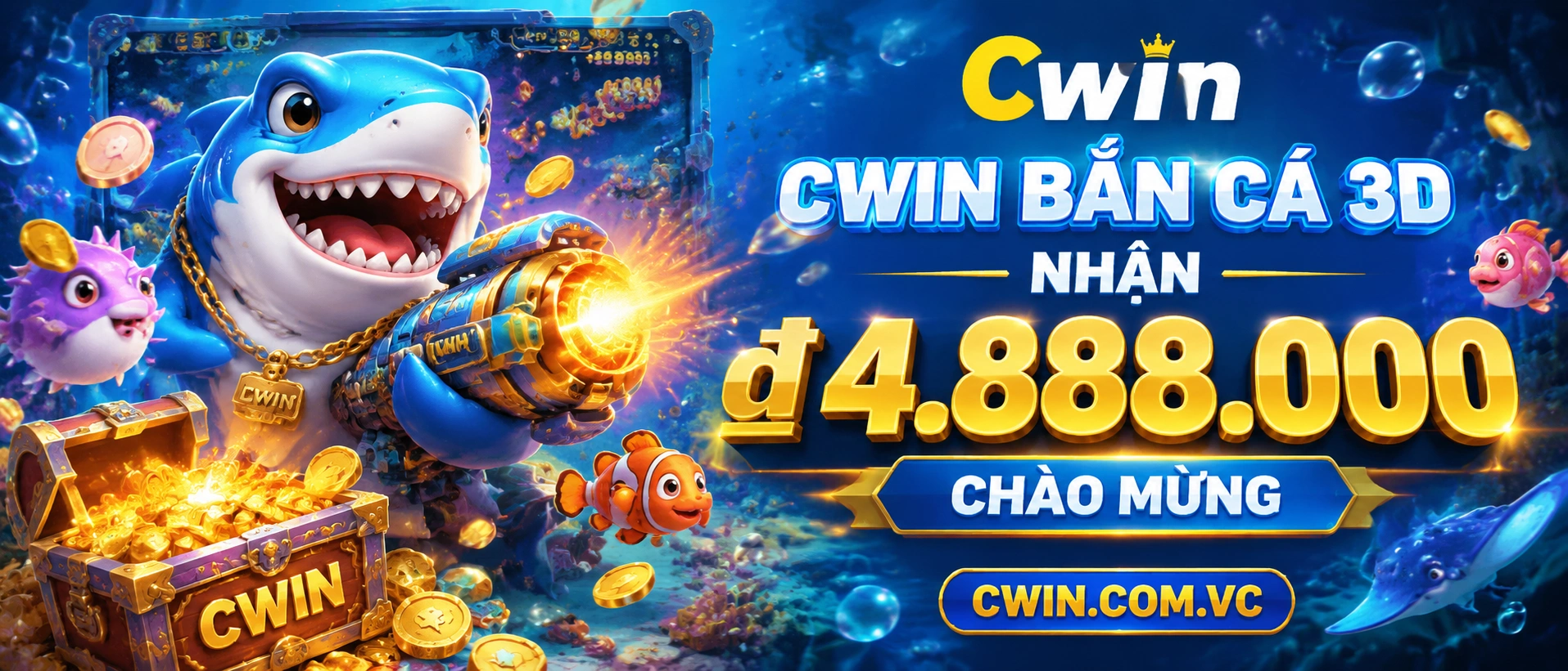 Bắn Cá Đại Dương 3D với boss cá lớn và hiệu ứng biển xanh